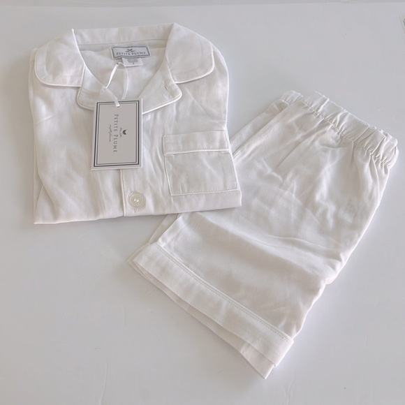 PETITE PLUME Girls Classic White Short Set Chemical Free Flame Resistant Size 10 - Picture 3 of 8